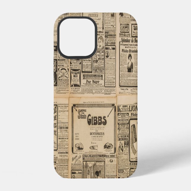 Old newspaper: vintage paper background. iPhone case (Back)