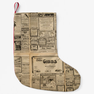 Old newspaper: vintage paper background. small christmas stocking