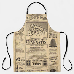 Old newspaper vintage. Retro newsprint with text a Apron