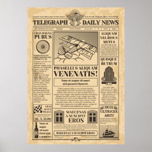 Old newspaper vintage. Retro newsprint with text a Poster