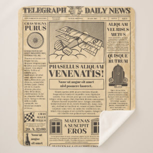 Old newspaper vintage. Retro newsprint with text a Sherpa Blanket