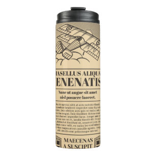 Old newspaper vintage. Retro newsprint with text a Thermal Tumbler