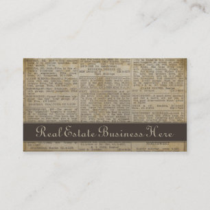 Old Newsprint Real Estate Business Card