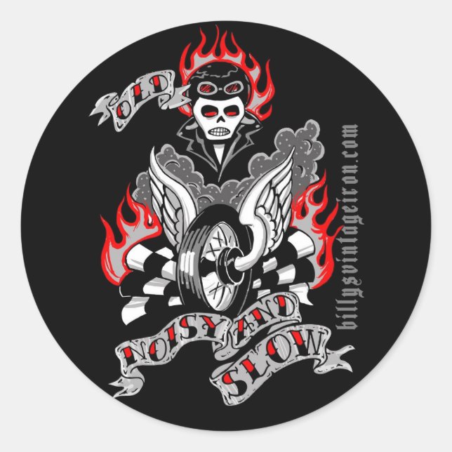 Old, Noisy & Slow (colour) Classic Round Sticker (Front)