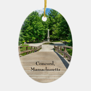 Old North Bridge in Concord Ceramic Tree Decoration