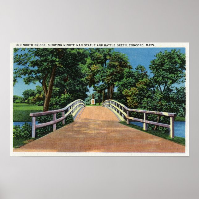 Old North Bridge View of Minute Man Statue Poster (Front)