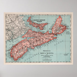 Old Nova Scotia Canada Map (1925)  Poster