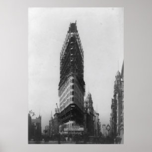 Old NYC Flat Iron Building Construction Photograph Poster