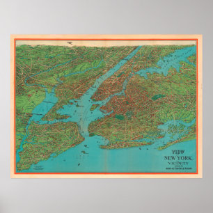 Old NYC Harbor Map (1925) Vintage New York City Poster