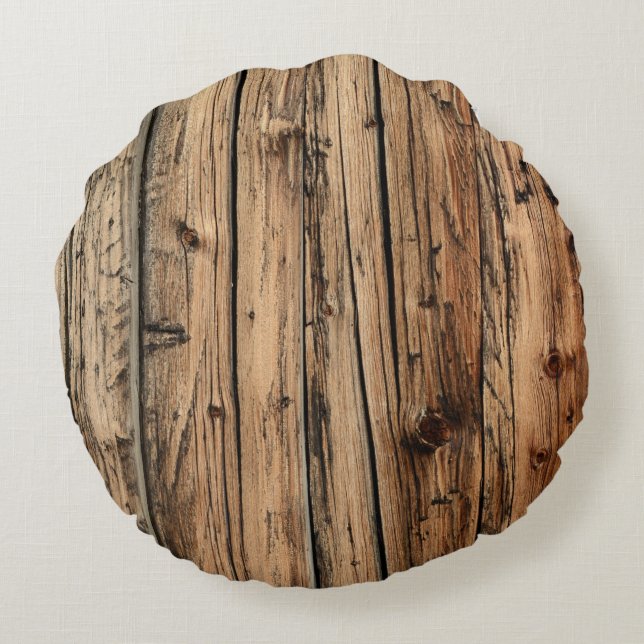 Old oak wood texture background round pillow (Back)
