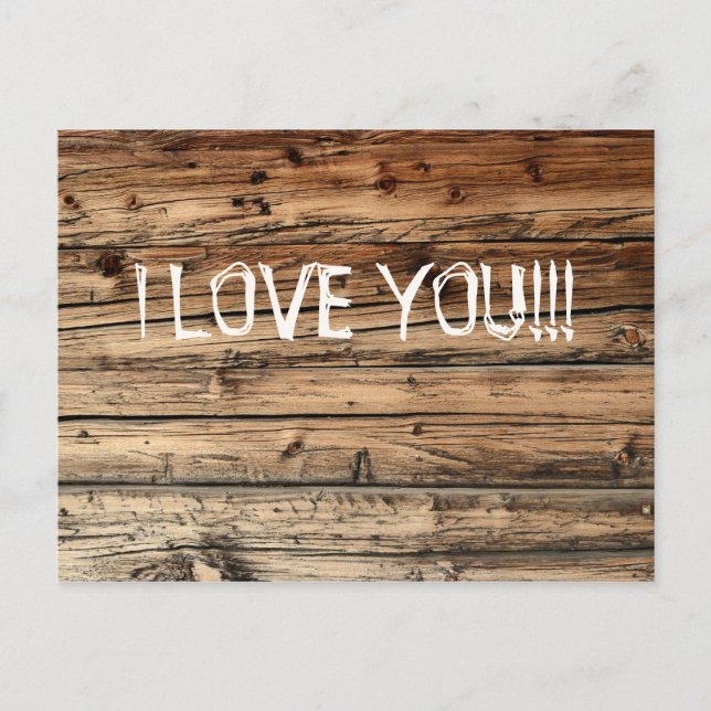 Old oak wood texture love card (Front)