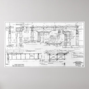 OLD OAKLAND BAY BRIDGE BLUEPRINT 1935 POSTER