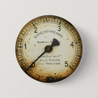 old oil pressure gauge / instrument / dial / metre 6 cm round badge