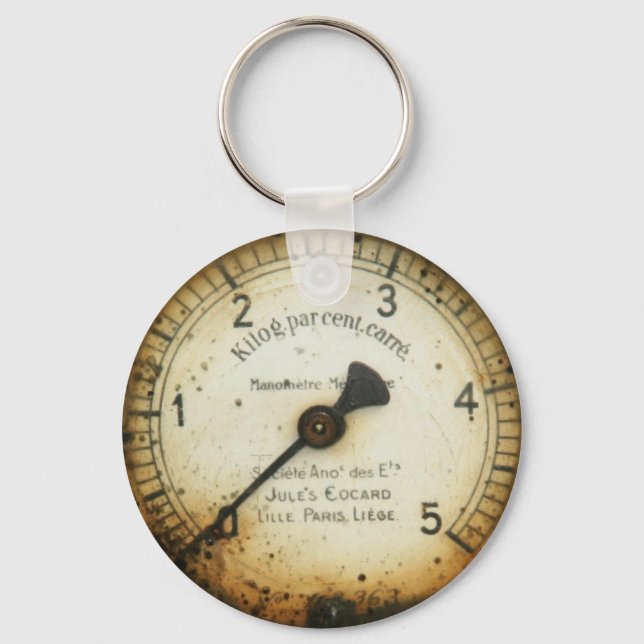 old oil pressure gauge / instrument / dial / metre key ring (Front)
