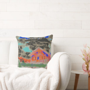 Old orange house with drizzled movement effect cushion