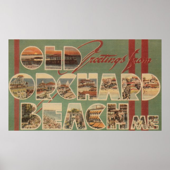 Old Orchard Beach, Maine - Large Letter Scenes Poster (Front)