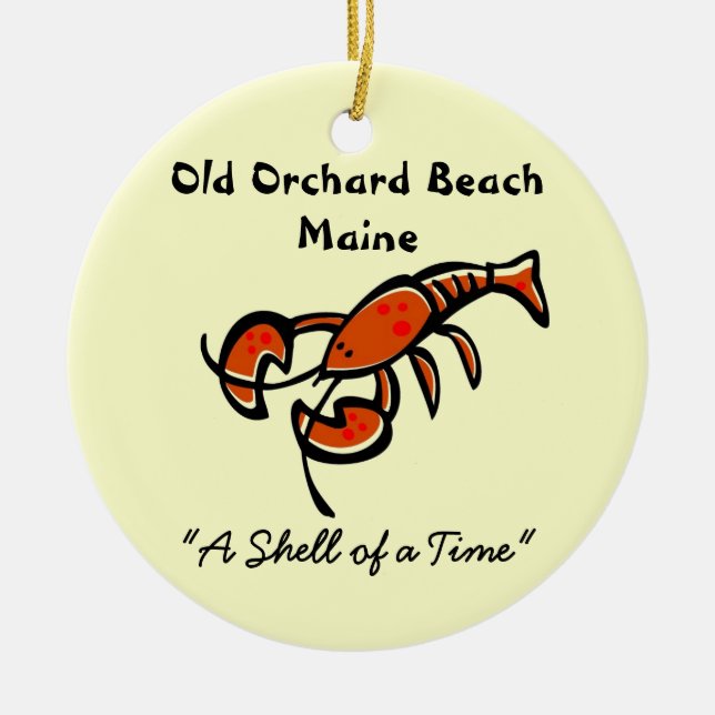 Old Orchard Beach, Maine Lobster Ceramic Tree Decoration (Front)