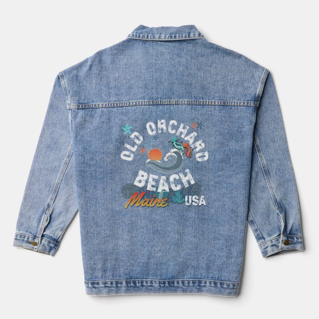 Old Orchard Beach, Maine USA Denim Jacket (Back)