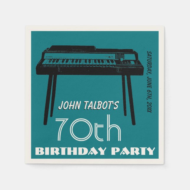 Old Organ 70th birthday Party Paper Napkin (Front)