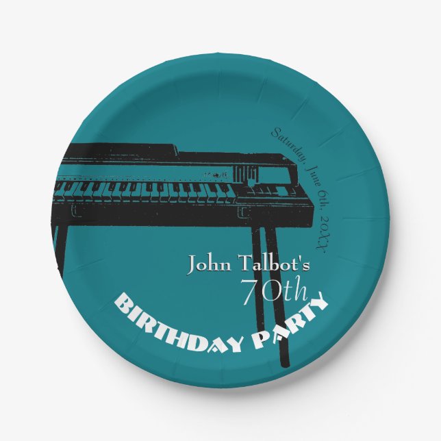 Old Organ 70th birthday Party Paper Plate (Front)