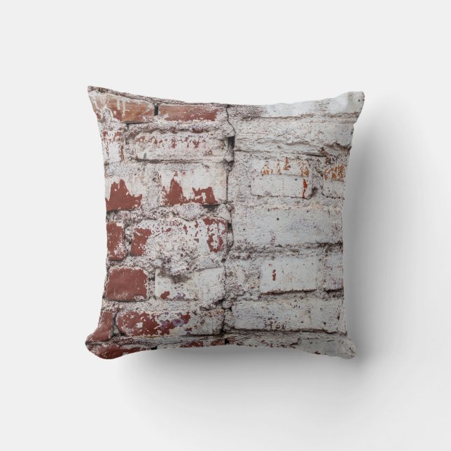 Old painted brick wall with peeling white paintwal cushion (Front)