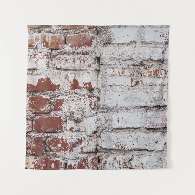 Old painted brick wall with peeling white paintwal tapestry (Front)
