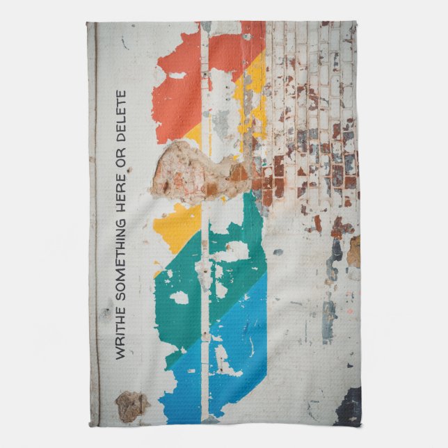 Old painted wall with graffiti  tea towel (Vertical)