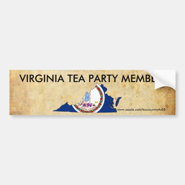 old_paper, 627px-Flag-map_of_Virginia.svg, VIRG... Bumper Sticker (Front)