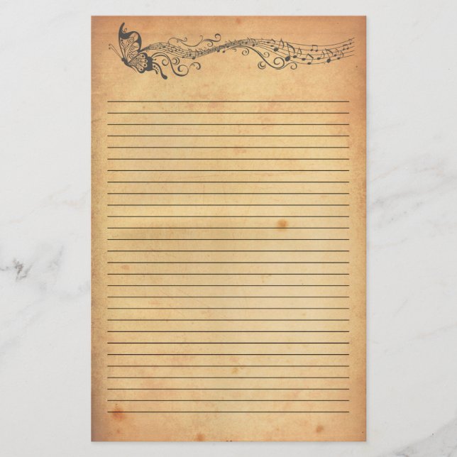 Old paper Butterfly Stationery (Front)