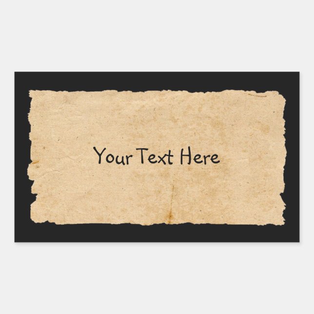 Old Paper On Black  Rectangular Sticker (Front)