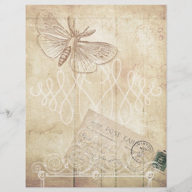 Old Paper & Post Card Scrapbook Sheet (Front)