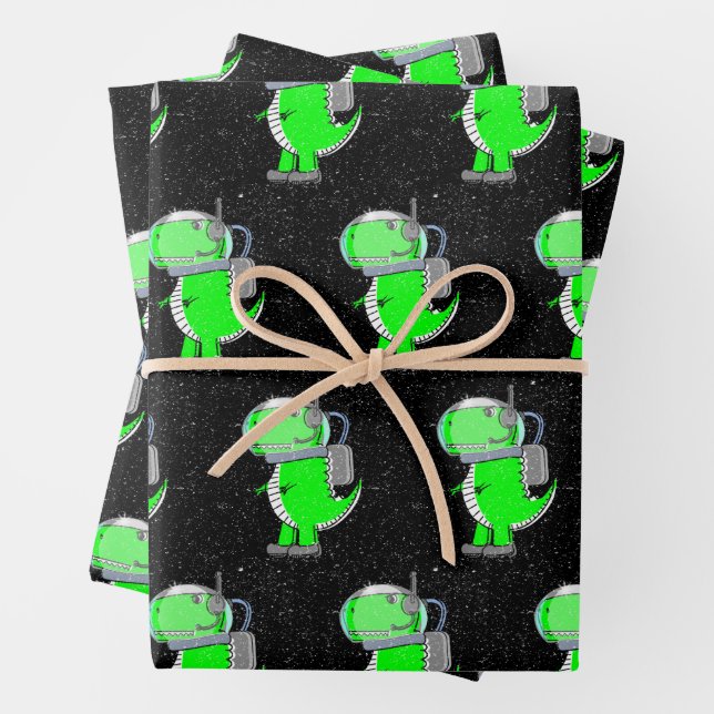 Old Paper Print Astronaut T-Rex Dinosaur (In situ)