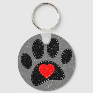 Old Paper Print Dog Lover  Key Ring