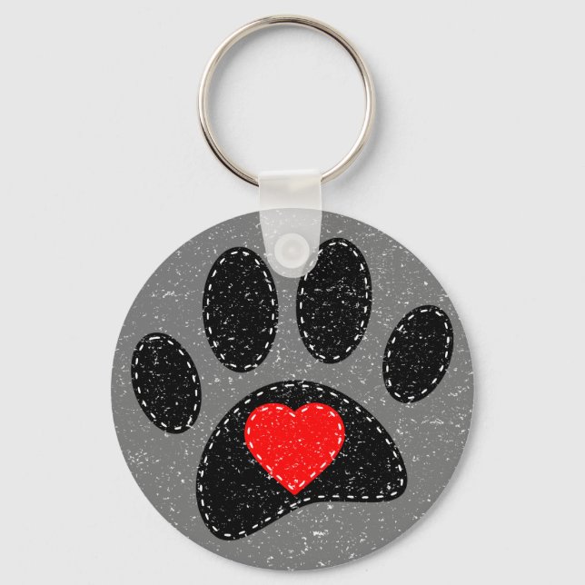Old Paper Print Dog Lover  Key Ring (Front)