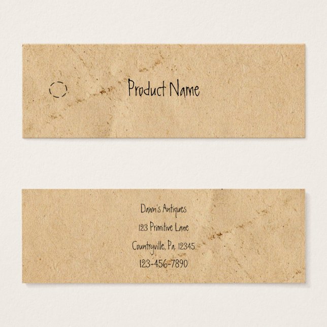Old Paper Skinny Hang Tag (Front & Back)
