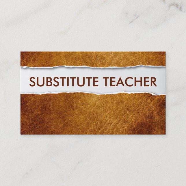 Old Paper Substitute Teacher Business Card (Front)