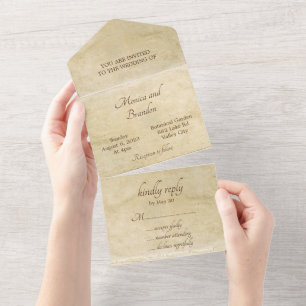 Old Paper Vintage Wedding All In One Invitation