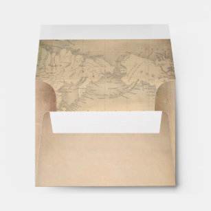 Old Paper Vintage World Map RSVP Envelopes