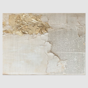 Old paper with torn edges gold foil cracked wall