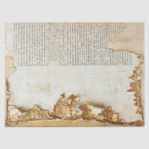 Old paper with torn edges gold foil cracked wall