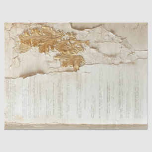 Old paper with torn edges gold foil cracked wall