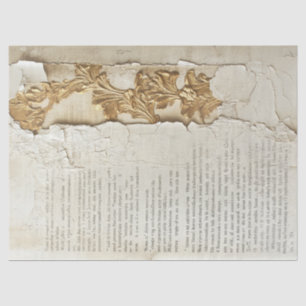 Old paper with torn edges gold foil cracked wall