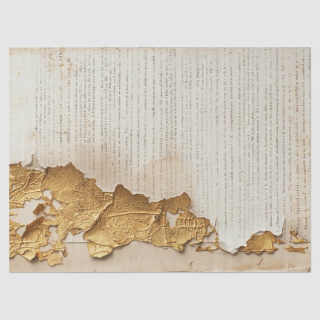 Old paper with torn edges gold foil cracked wall (Front)