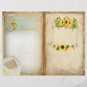 Old Parchment Collage Sunflower Journal Page