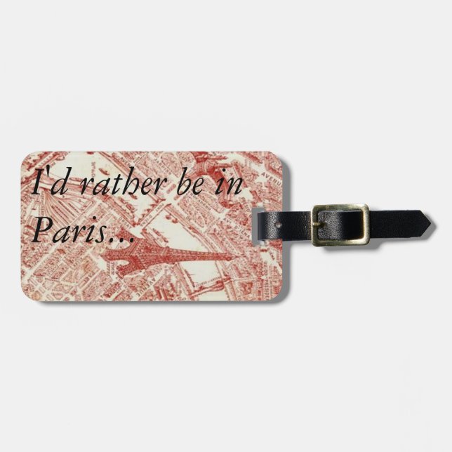 Old Paris Map Luggage Tag (Front Horizontal)