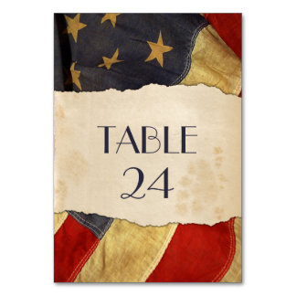 Old Patriotic Vintage Flag Military Wedding Table Number