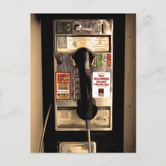 Old Pay Phone Postcard (Front)
