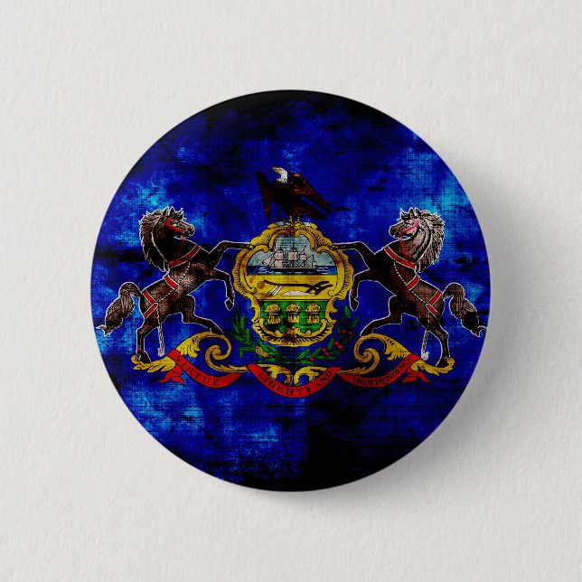 Old Pennsylvania Flag; 6 Cm Round Badge (Front)