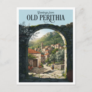 Old Perithia, Corfu Greece Travel Postcard