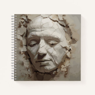 Old Person Face Protruding From The Old Plaster  Notebook